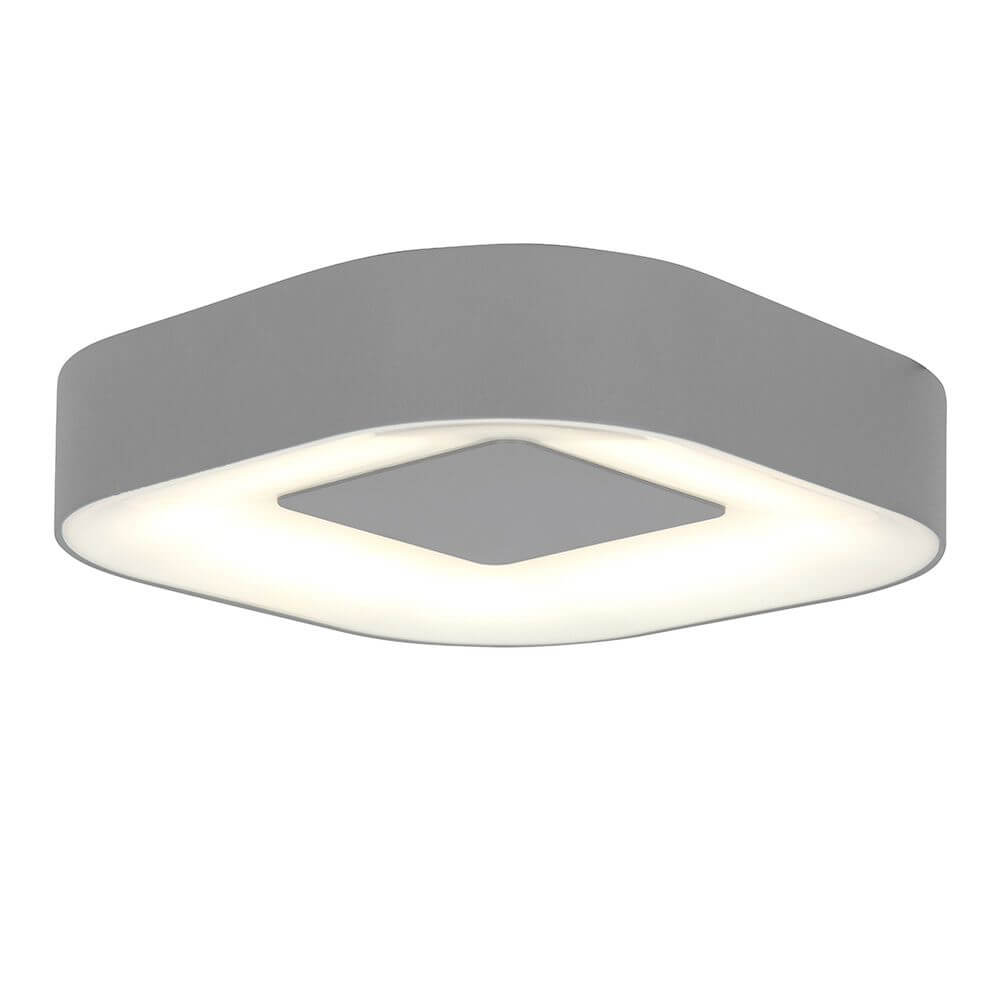 LED Außenwandleuchte Ublo 33x23cm IP44 Grau mit modernem Design und weißem Diffusor.