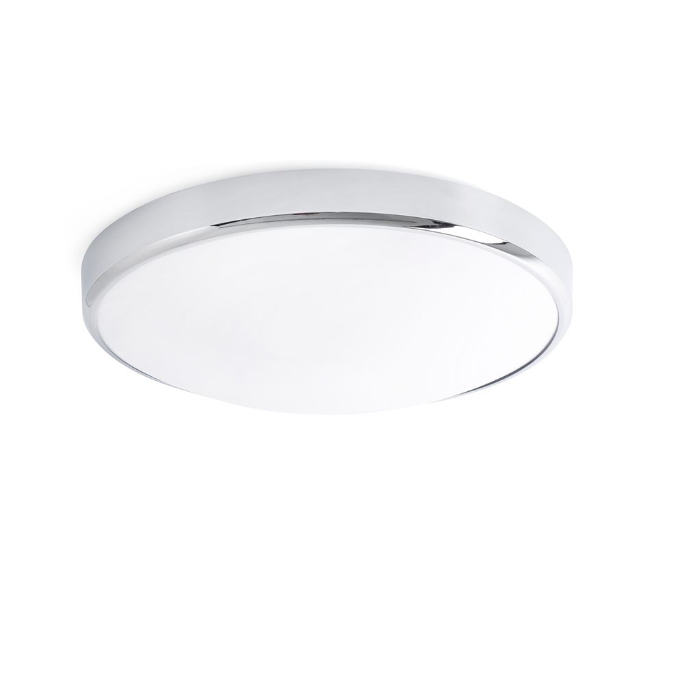 LED Bad-Deckenleuchte Kao 35W 3000K IP44 Chrom mit modernem, runden Design in Chrom-Finish.