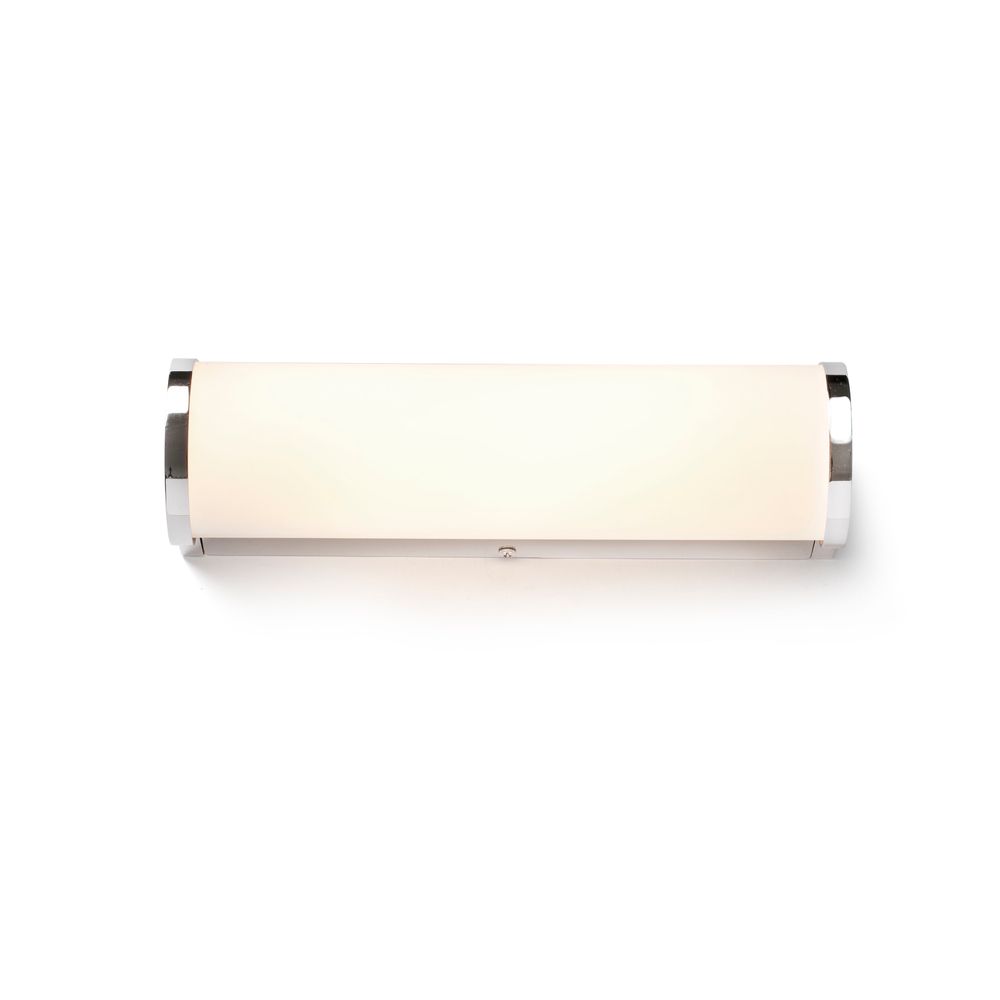LED-badvegglampe Danubio 9W 2700K IP44 krom i elegant design med kromdetaljer og opalt deksel.
