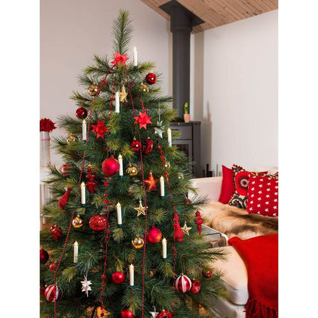 LED Éclairage pour arbre 5 bougies d’arbre kit complémentaire pour 1910-100 5 diodes blanc chaud à piles sur un sapin de Noël décoré pour les fêtes.