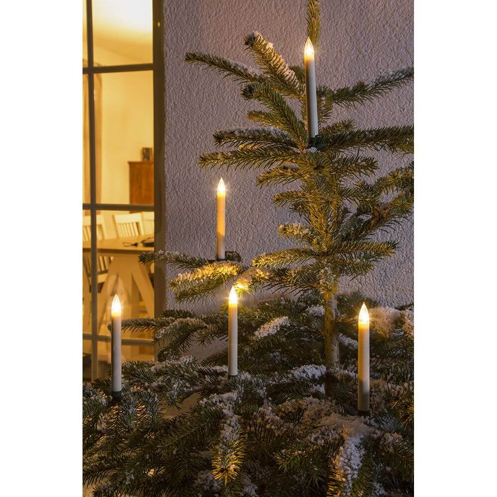 5 LED Kerzen Zusatzset für 1930-100 5 Warmweiß IP44 auf einem Weihnachtsbaum mit flammend warmem Licht