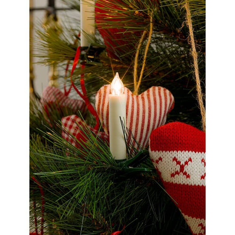 LED Tree lighting 5 candles add-on set for 1901-100 warm white battery-operated on a Christmas tree with decoration.