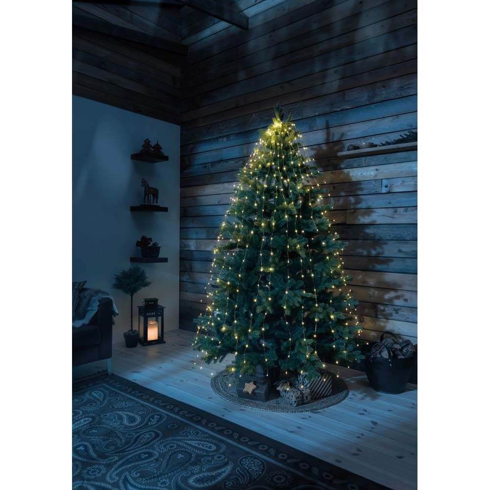 LED Baummantel mit Ring Ø 11 LED Tropfen 5 Stränge mit 60 Dioden 300 bernsteinfarbene Dioden an Weihnachtsbaum.