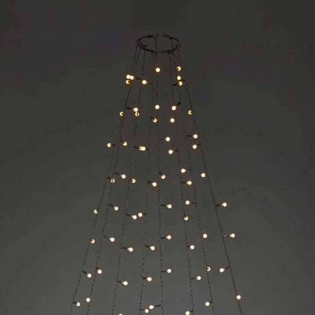 LED Baummantel mit Ring Ø 11 mit Globes 8 Stränge mit 30 Dioden 240 bernsteinfarbene Dioden IP44 auf einem Weihnachtsbaum.