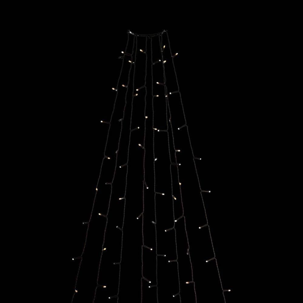 LED Ring Baummantel 8 Stränge Glimmereffekt 240 bernsteinfarbene Dioden IP44 auf schwarzem Hintergrund.