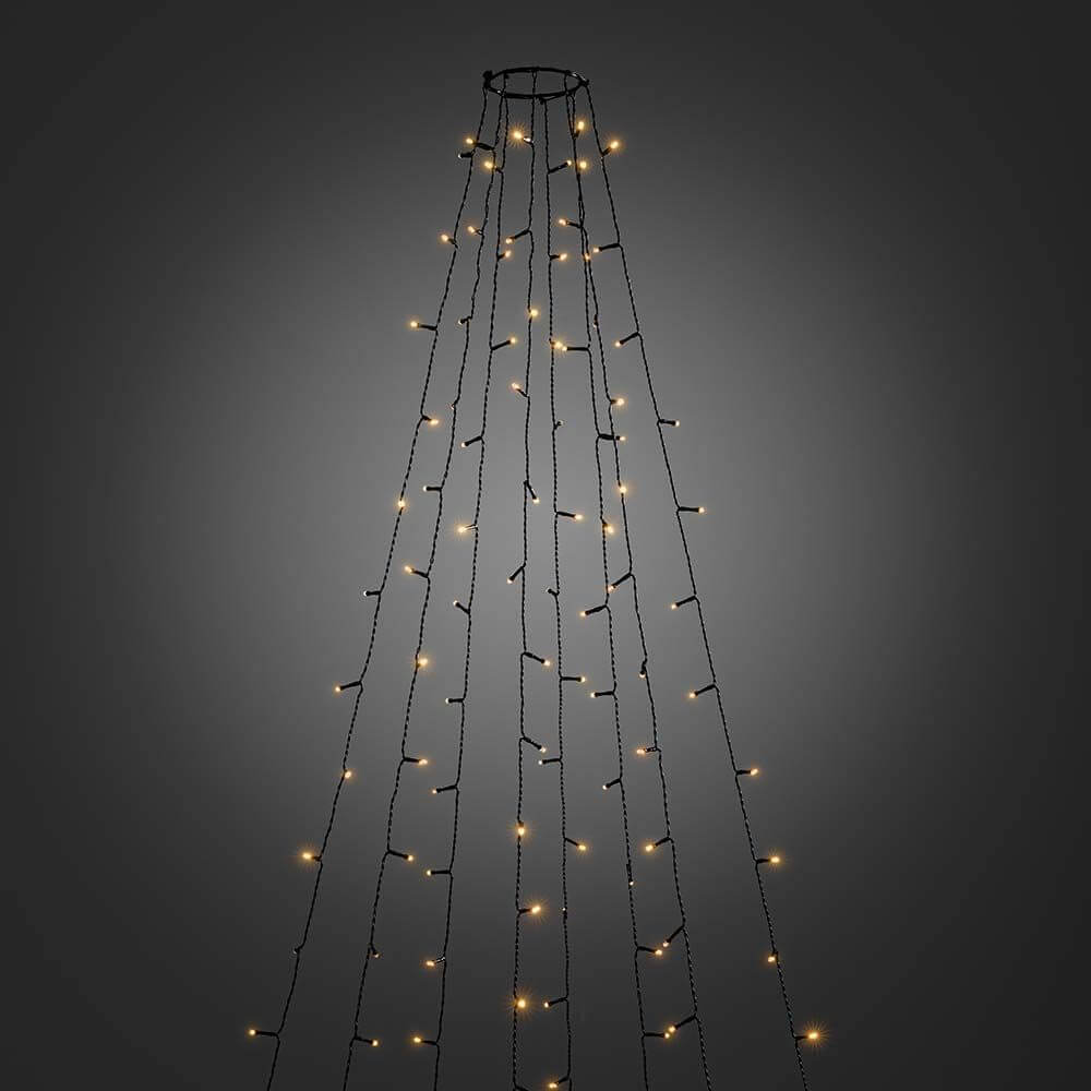 LED Ring Baummantel 8 Stränge Glimmereffekt 240 bernsteinfarbene Dioden IP44 für festliche Weihnachtsdekoration.
