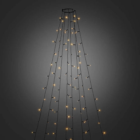 LED Ring Baummantel 8 Stränge Glimmereffekt 240 bernsteinfarbene Dioden IP44 für festliche Weihnachtsdekoration.