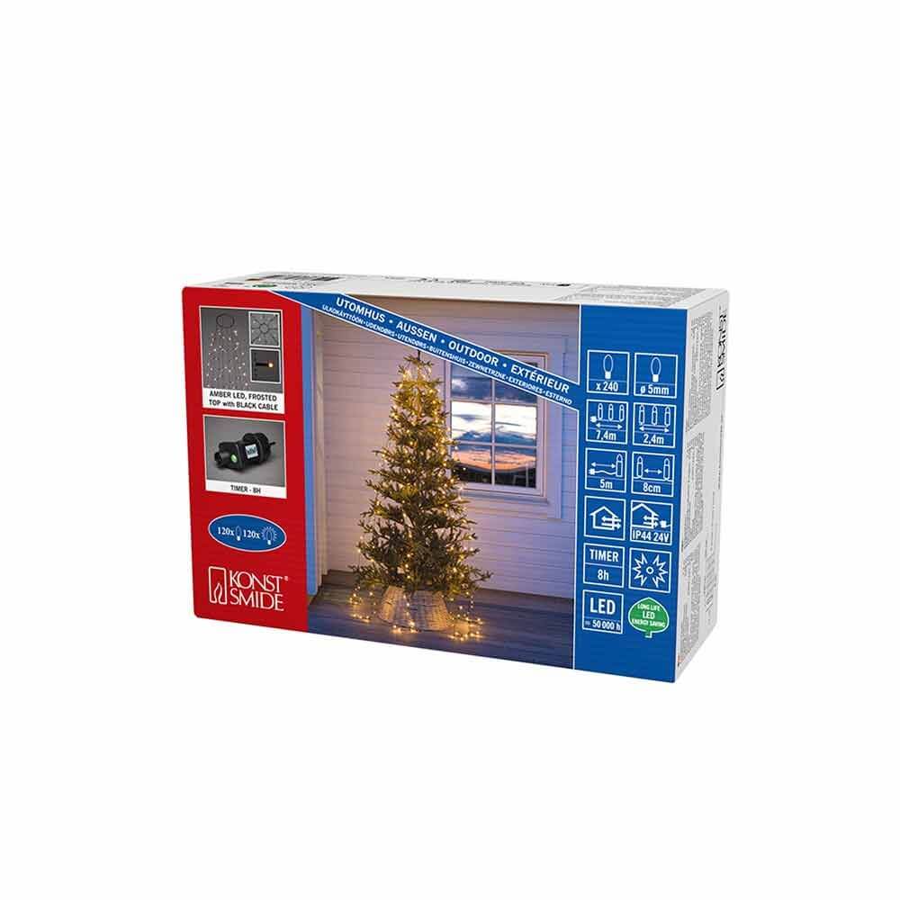 LED Baummantel mit Ring, Glimmereffekt & 8h Timer Schwarz Verpackung und Produktdetails.