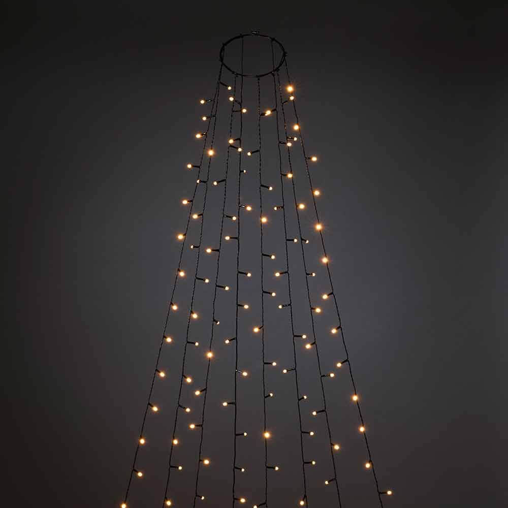 LED Baummantel mit Ring, Glimmereffekt & 8h Timer Schwarz - dekorative Lichter für festliche Anlässe.