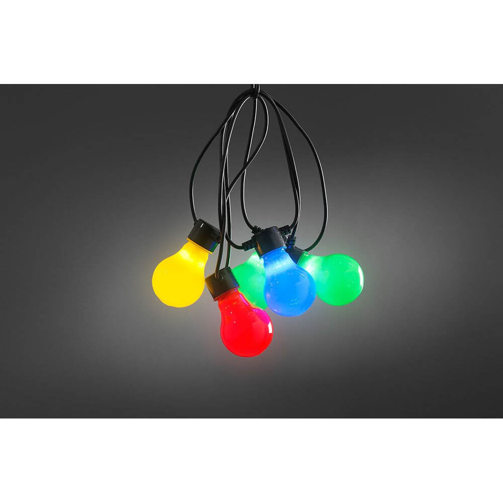 LED Biergartenkette 20er bunt milchig 160 Warmweiße Dioden 24V mit bunten Lampen