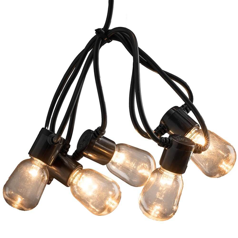 LED Biergartenkette 20er klar 40 bernsteinfarbene Dioden 24V mit dekorativen Glühbirnen.