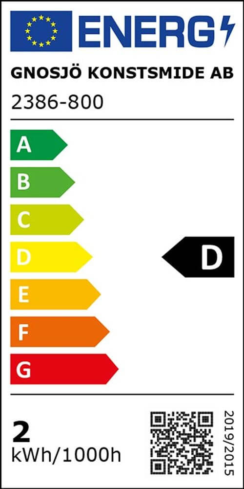 Energieeffizienzlabel von Gnosjö Konstsmide AB, Klasse D, 2 kWh/1000h.