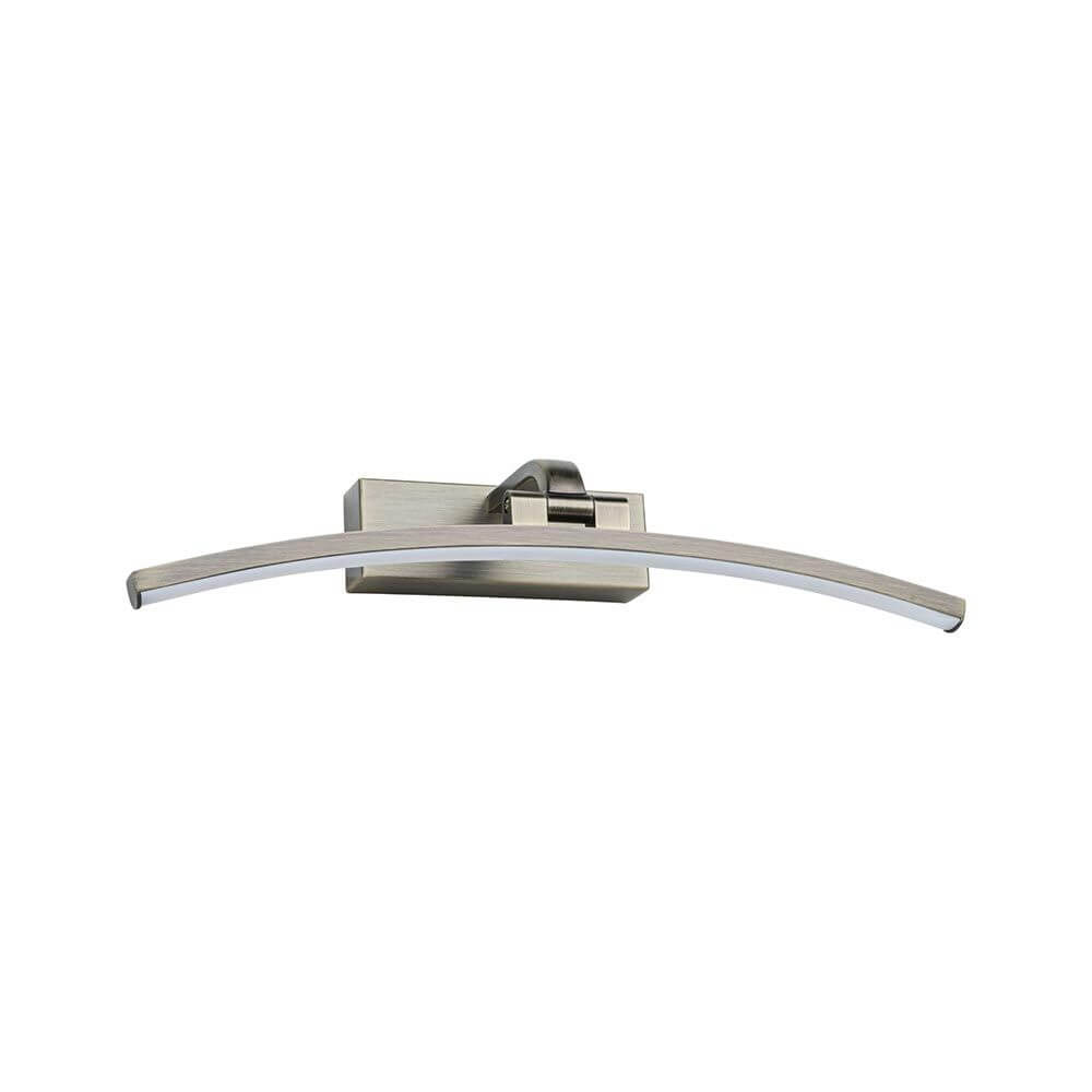 LED Spiegel- & Bilderleuchte Bento Alt-Messing an der Wand montiert, elegant und modern.