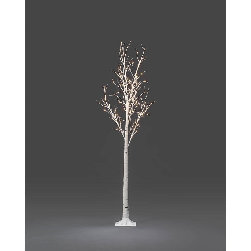 LED Birke groß weiß 120 Warmweiße Dioden, stilvolle Lichtdekoration mit warmweißem Licht für Wohnräume.