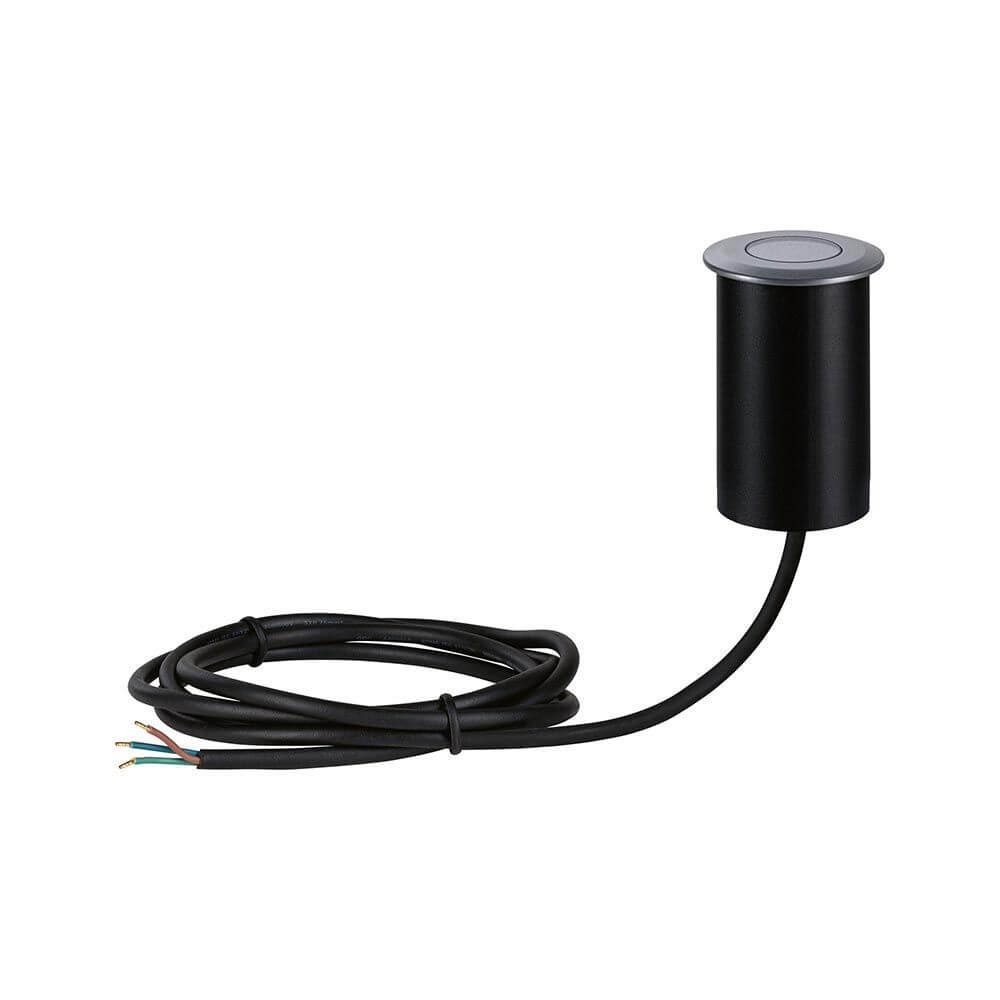 LED Bodeneinbauleuchte Floor Metall Grau IP67 mit anschlussfertigem Kabel und Gehäuse.
