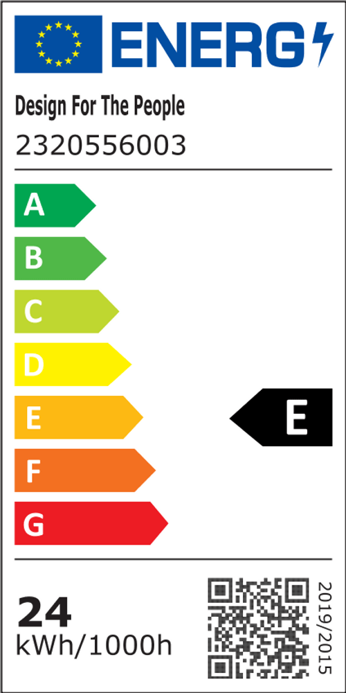 Energieeffizienzlabel für LED Deckenlampe Kaito Pro Ø 40cm mit Bewertung E und Verbrauch von 24 kWh/1000h.