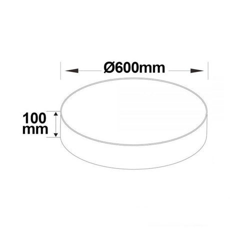 LED Deckenlampe MEDA Ø 60cm 3000lm ColorSwitch 3000-4000K Dimmbar Maße Ø600mm, 100mm Höhe