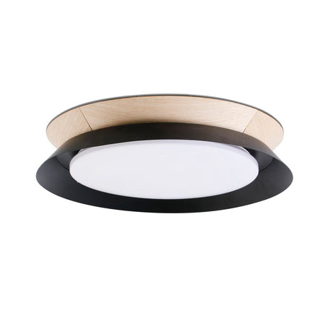 LED Deckenlampe TENDER 24W 3000K Schwarz, Braun in modernem Design mit Holz- und Metallakzenten.
