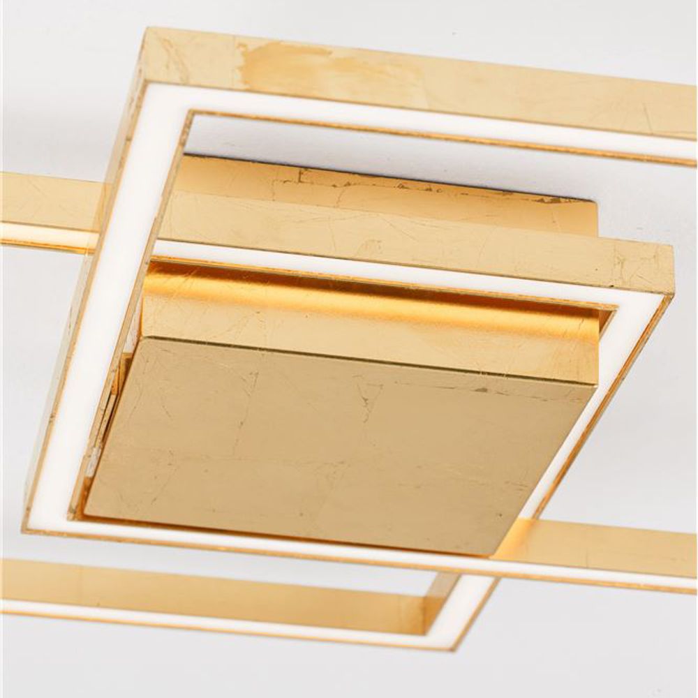LED-Deckenleuchte Bilbao Gold mit elegantem, quadratischem Design aus Aluminium und Acryl.
