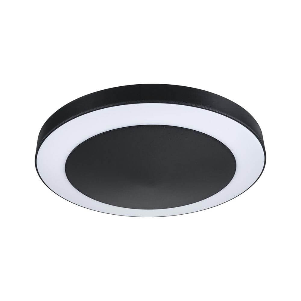 Circula LED Außen Deckenleuchte mit Sensor Schwarz, moderne Deckenleuchte in Schwarz mit hellem Licht.