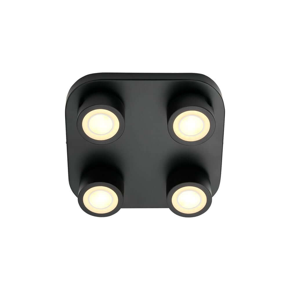 LED Deckenleuchte Clyde 4-Spot mit vier runden Lampen in modernem Design.