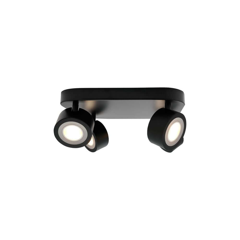 LED Deckenleuchte Clyde 4-Spot in schwarzem Design mit zwei beweglichen Spots.