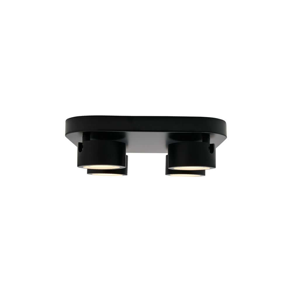 LED Deckenleuchte Clyde 4-Spot in modernem Design mit zwei Spots in Schwarz.