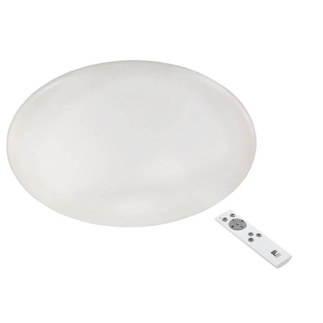 LED Deckenleuchte Giron Ø 100cm + Fernbedienung Weiß mit Fernbedienung auf einem weißen Hintergrund.