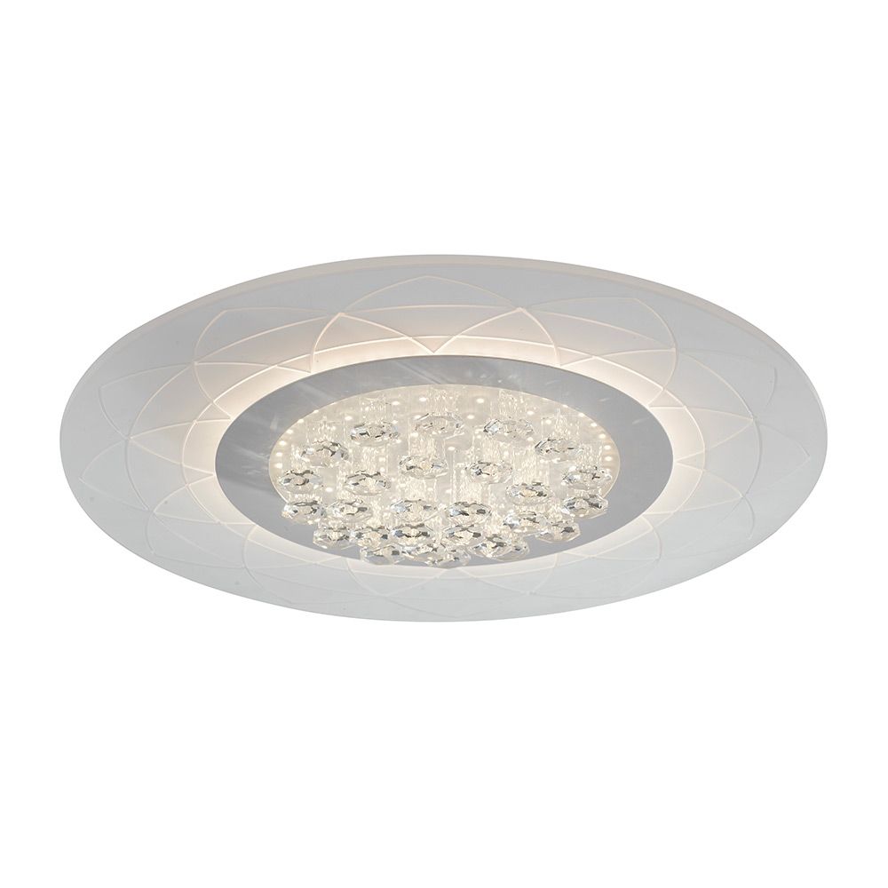 LED Deckenleuchte Himalaya Weiß mit elegantem Design und beeindruckendem Lichtspiel aus Kristall.