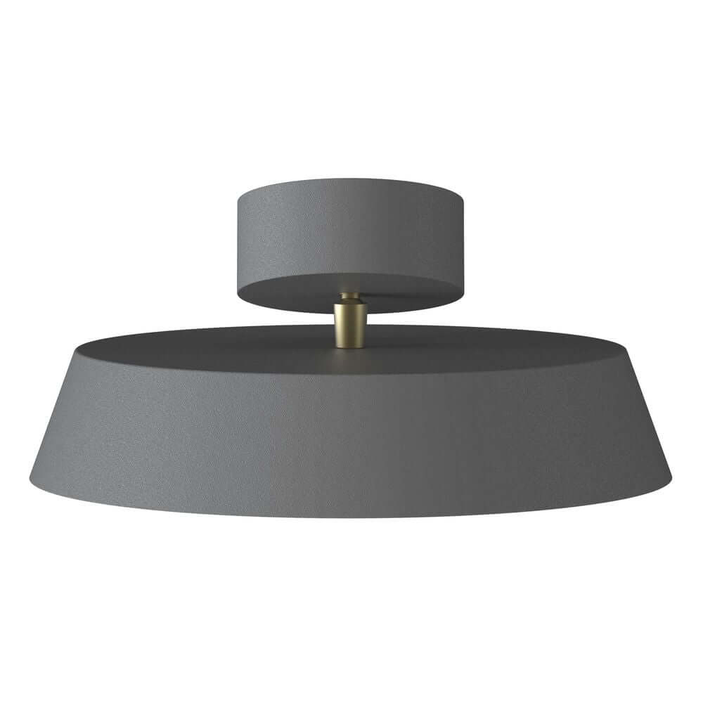LED Deckenleuchte Kaito Dim in modernem Design mit grauer Oberfläche und goldenen Details.