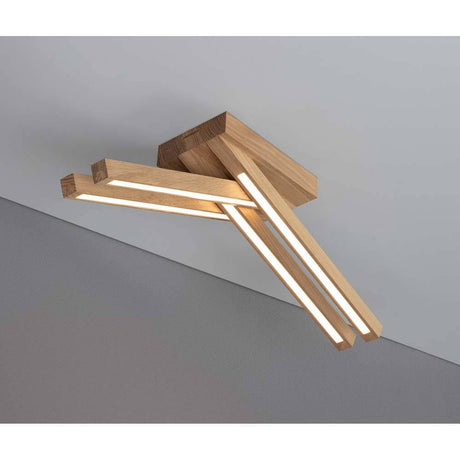 LED Ceiling light Linus Crossed 1680lm oiled oak with modern design and warm light.