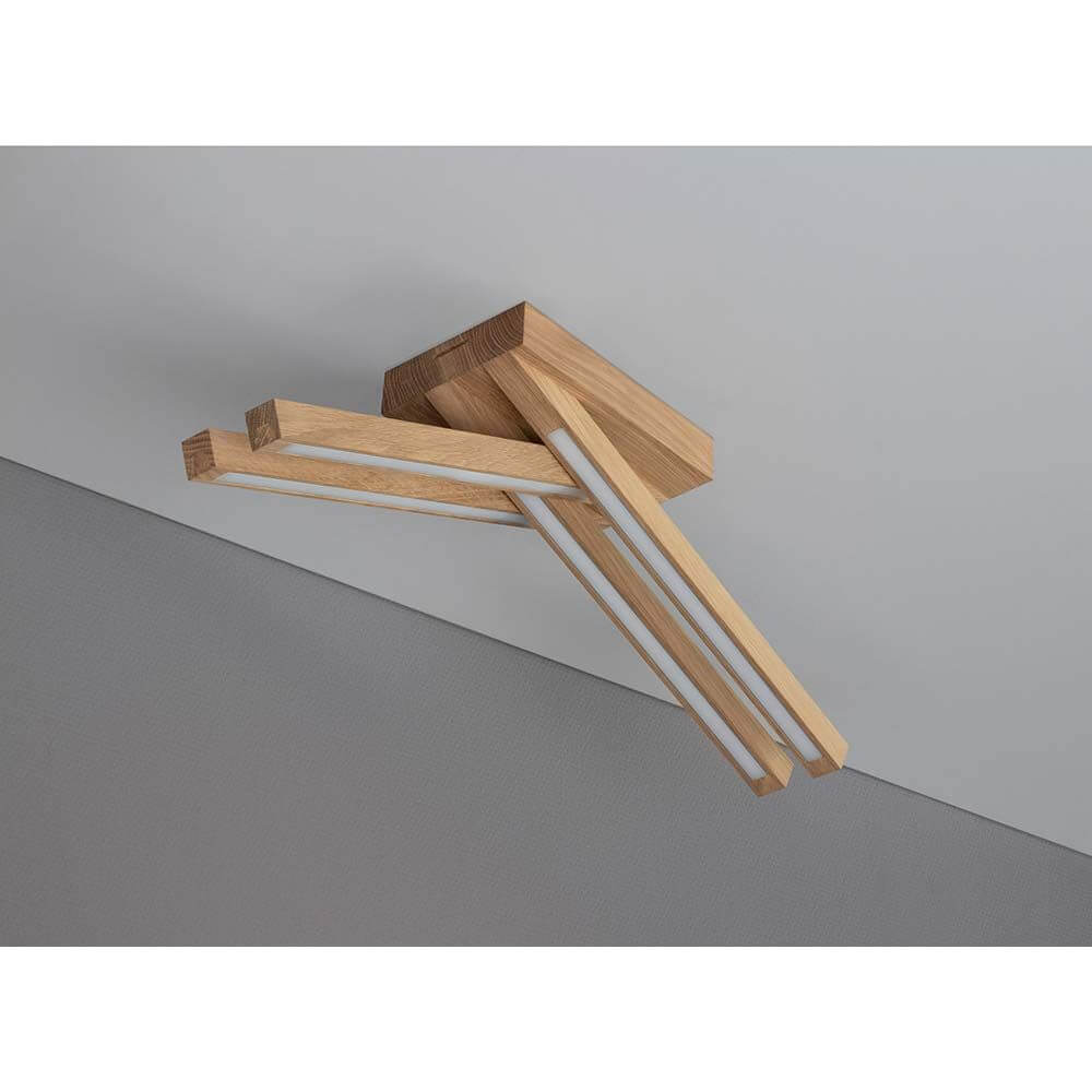LED Deckenleuchte Linus Crossed 1680lm Eiche-Geölt in modernem Design mit HolzElementen.