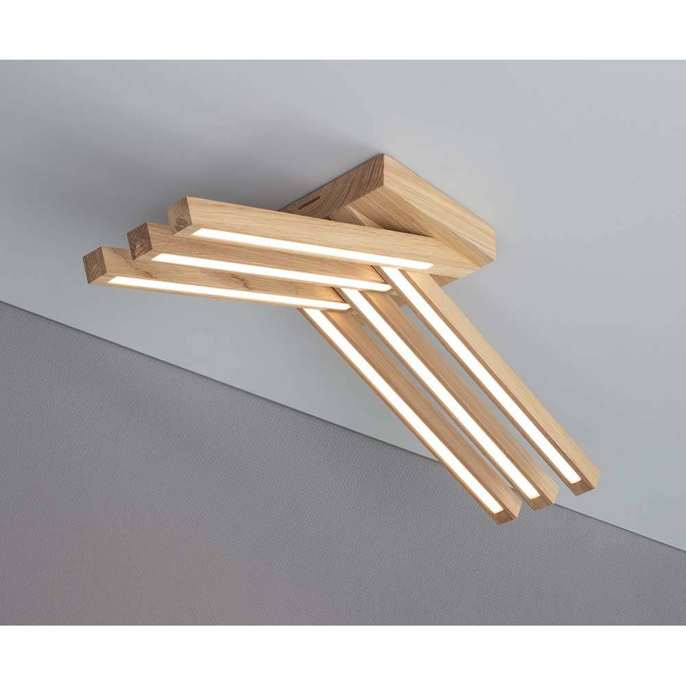 LED Deckenleuchte Linus Crossed 2520lm Eiche-Geölt - moderne Holz Deckenbeleuchtung für stilvolle Innenräume