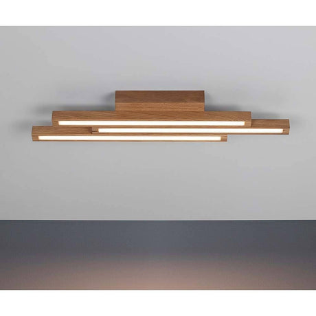 LED Ceiling light Linus Straight 1680lm oak oiled with modern design and warm light.