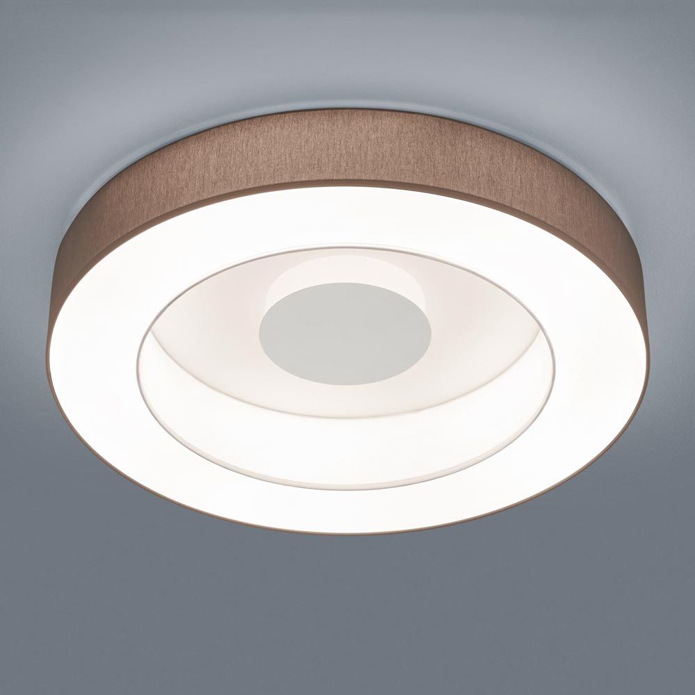 LED Deckenleuchte Lomo Weiß, Mocca – elegante Deckenlampe mit dimmbarem Lichtstrom für große Räume.