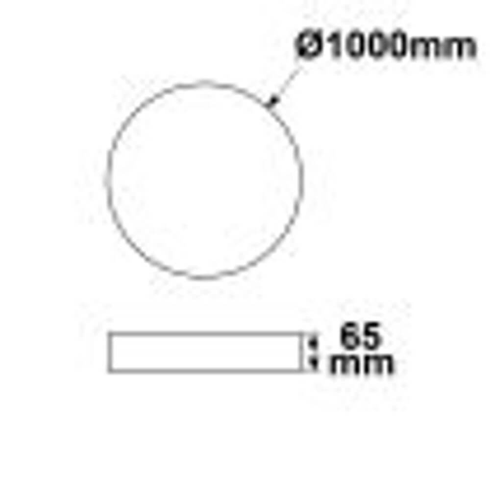 Technische Zeichnung der LED Deckenleuchte Meda Ø 100cm ColorSwitch 2700-4000K Dimmbar mit Ø1000mm und 65mm Höhe.