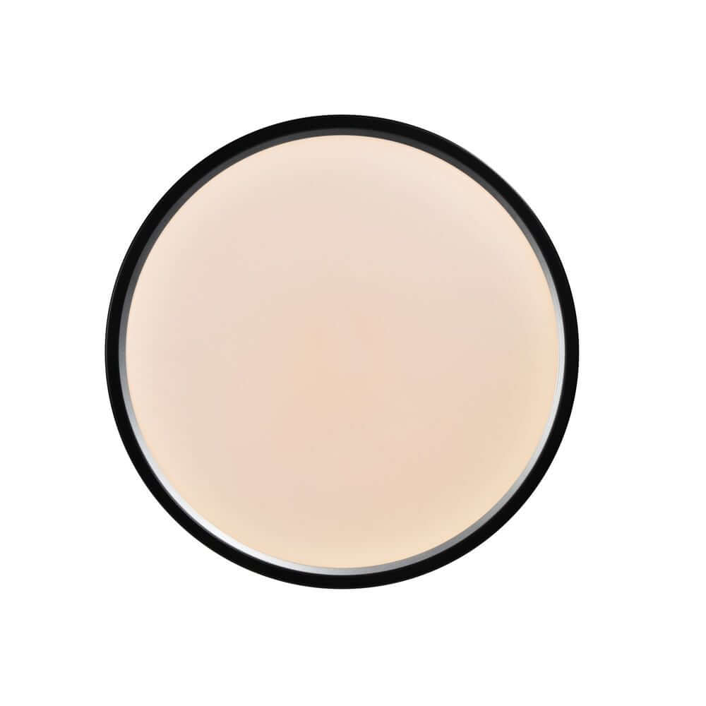 LED Deckenleuchte Noxy IP44 von oben, minimalistisches Design mit schwarzem Rand und warmem Licht.
