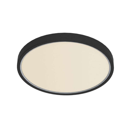 LED Deckenleuchte Noxy IP44 in minimalistischer schwarzer Ausführung mit ovalem Design und integrierter LED.