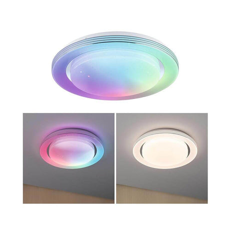 LED Deckenleuchte Rainbow RGB mit Regenbogeneffekt, dimmbar für kreative Wohnraumbeleuchtung.