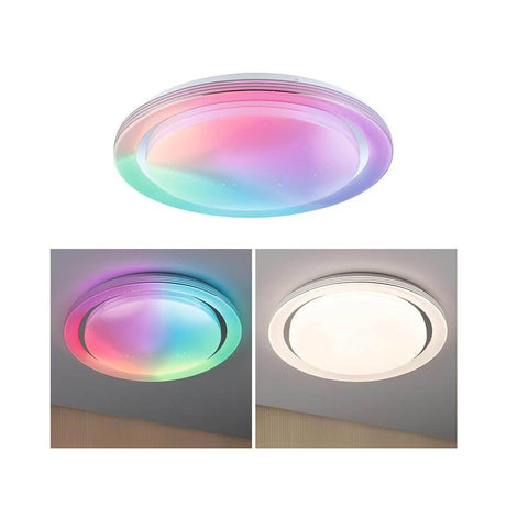 LED Ceiling light Rainbow CCT Dimmable Chrome, white with rainbow effect and tunable white function.