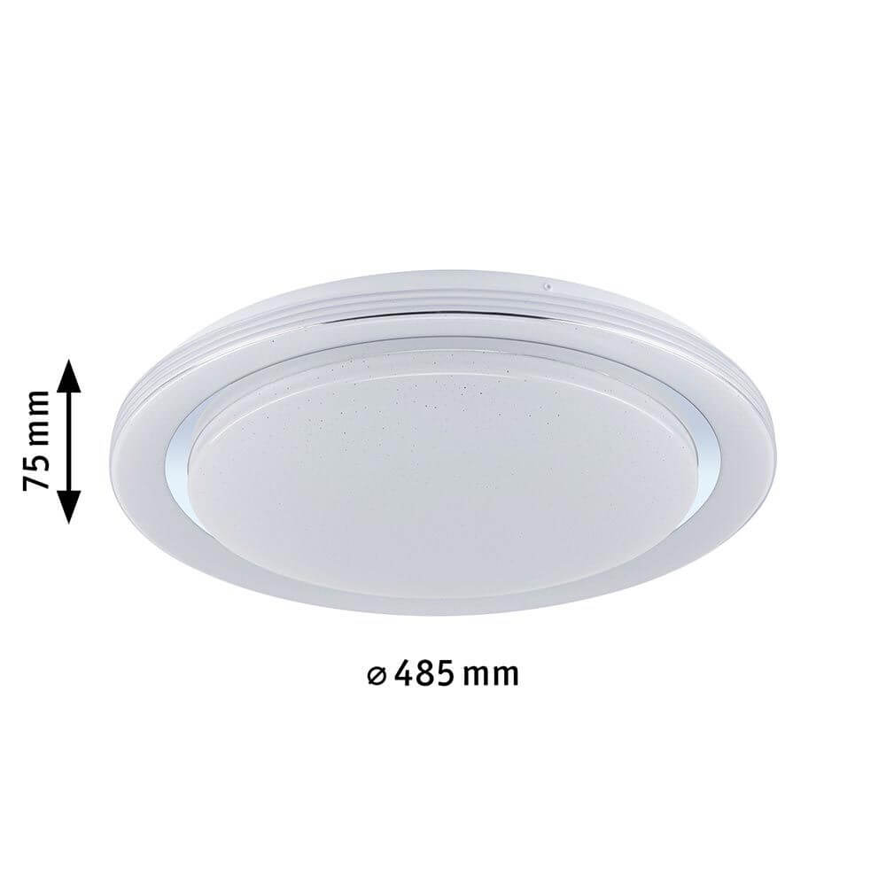 LED Deckenleuchte Rainbow CCT Dimmbar Chrom, Weiß mit Durchmesser 485 mm und 75 mm Höhe.