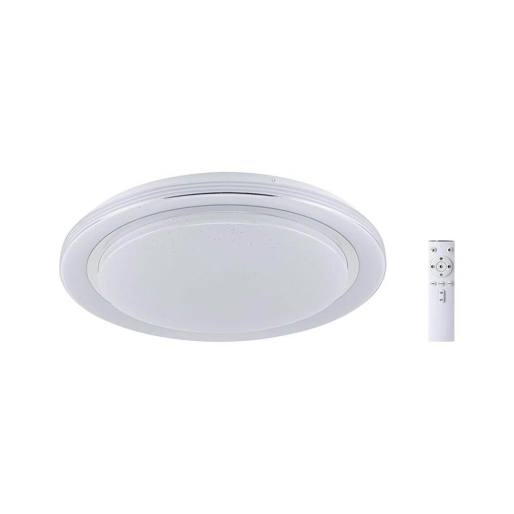 LED Deckenleuchte Rainbow CCT Dimmbar Chrom, Weiß mit Fernbedienung, elegantes Design, ideal für Wohnräume.