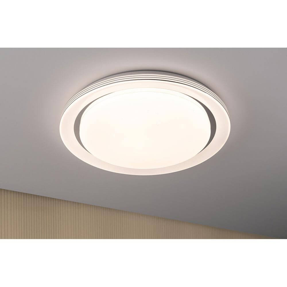 LED Deckenleuchte Rainbow CCT Dimmbar Chrom, Weiß mit magischen Lichteffekten an der Decke.