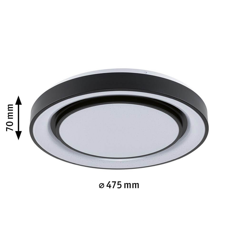 LED Deckenleuchte Rainbow RGB Schwarz Ø 47,5cm mit Maßangaben und design.