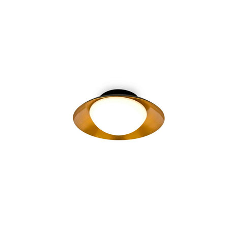 LED SIDE ceiling light Black, Copper in a modern design with a round, gold-coloured trim shape.