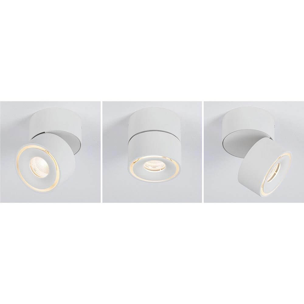 LED Deckenleuchte Spircle Strahler Weiß-Matt in verschiedenen Positionen, moderner Industrielook und drehbar.