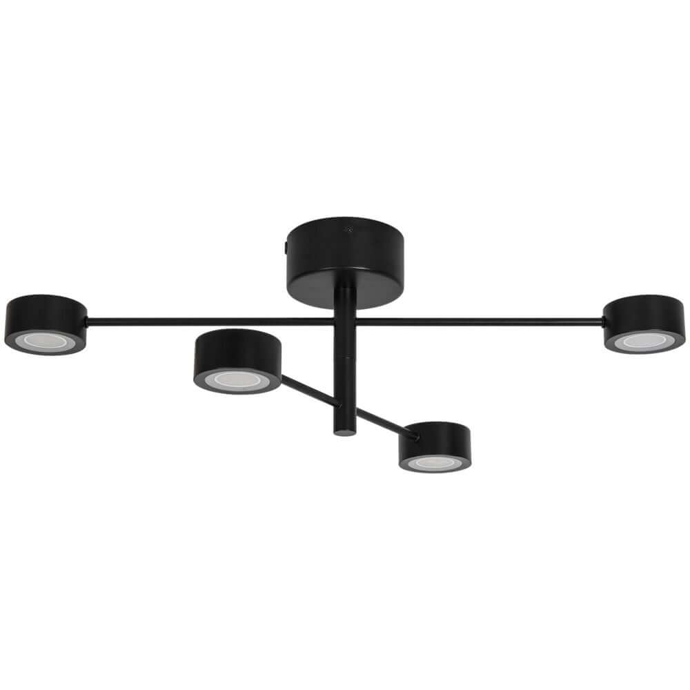 LED Deckenstrahler Clyde Flex 4-Rail in moderne, schwarze Ausführung mit vier Lichtquellen.