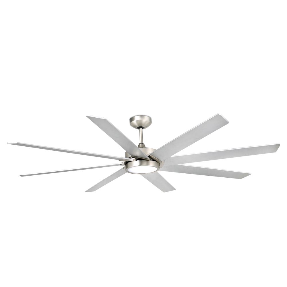 LED Deckenventilator Century Nickel-Matt, Grau mit modernem Design und mehreren Blättern.