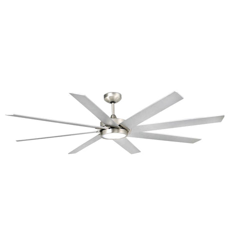 LED Deckenventilator Century Nickel-Matt, Grau mit modernem Design und mehreren Blättern.