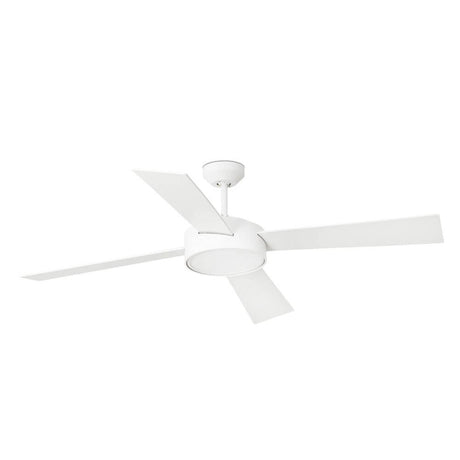 LED Deckenventilator Hydra Ø 132cm in modernem Design mit weißen Blättern und integriertem Licht.